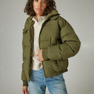 Lucky Brand Perfect Puffer Jacket Green Olives Size Medium‎